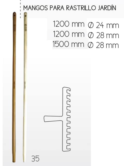Mango escoba Ø28 x 1200 (punta conica)