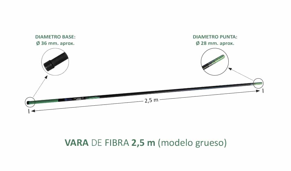 Vara fibra puntera gruesa 2,50 m BORONAT - Imagen 2
