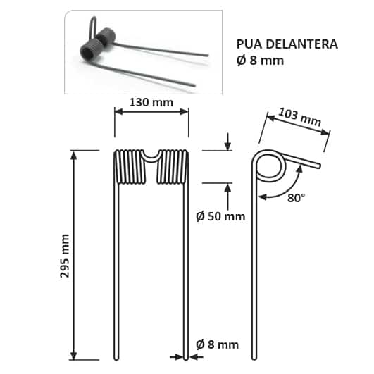 Pua rastrilla ø 8 mm. delantera - Imagen 2