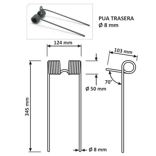 Pua rastrilla ø 8 mm trasera - Imagen 2