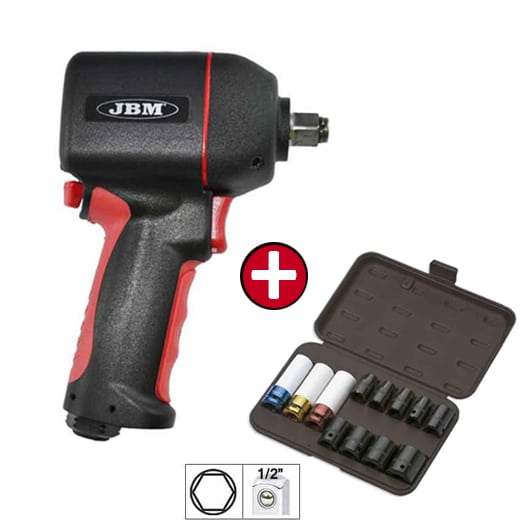 Pistola impacto 1/2 composite + kit 12 llaves