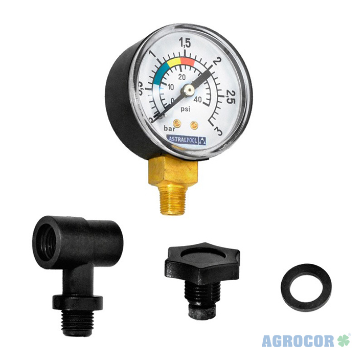 Manometro 1/8 completo horizontal + casquillo