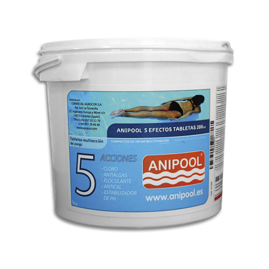 Anipool 5 efectos 25 kg. tabletas de 200 gr.
