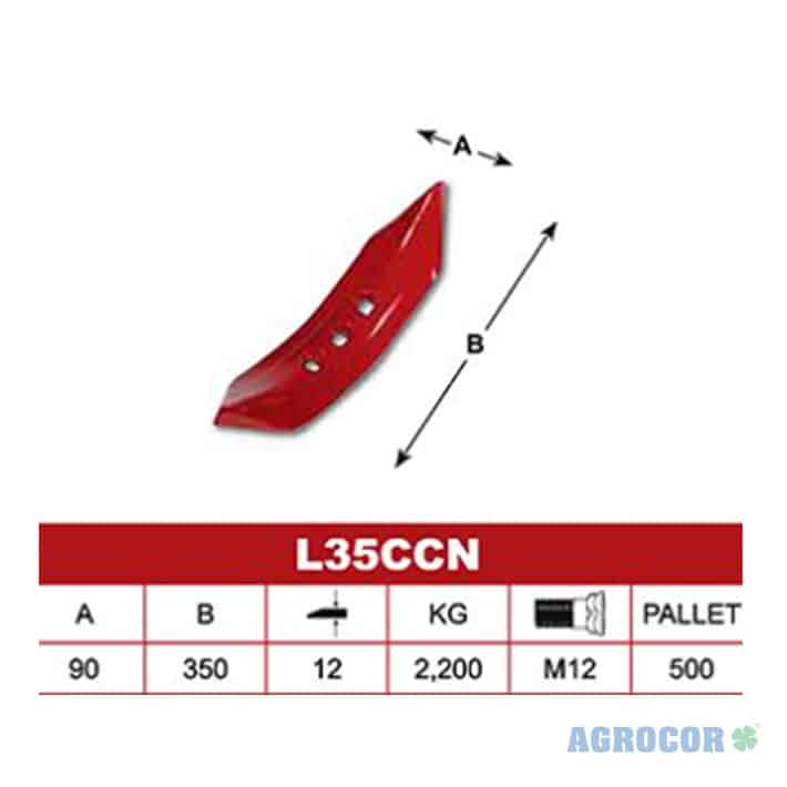 Reja cavadora L 35C con nervio 3 agujeros