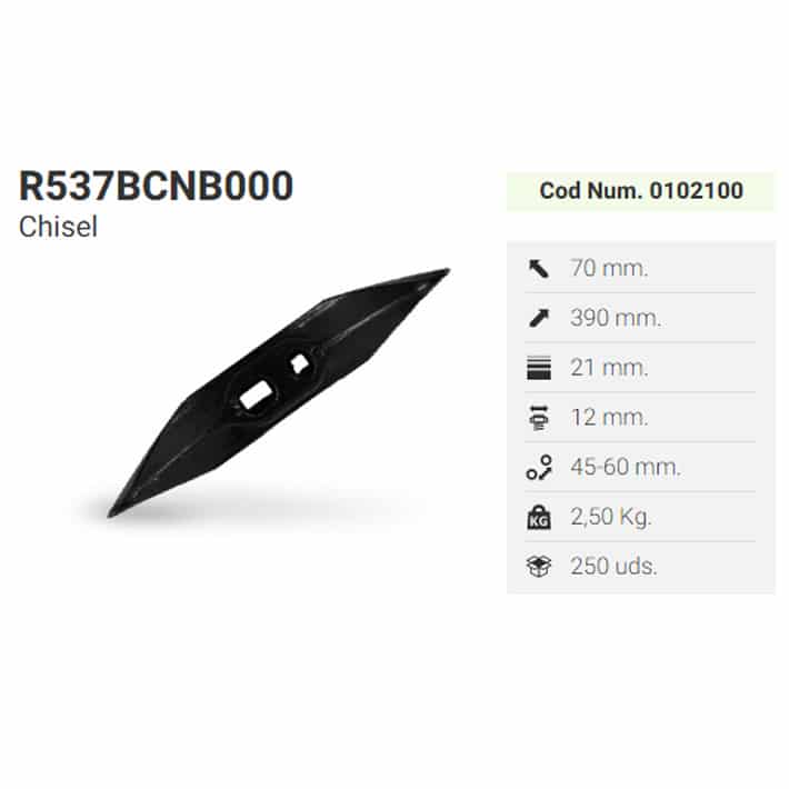 Reja cavadora 537-B Chisel Con nervio